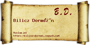 Bilicz Dormán névjegykártya